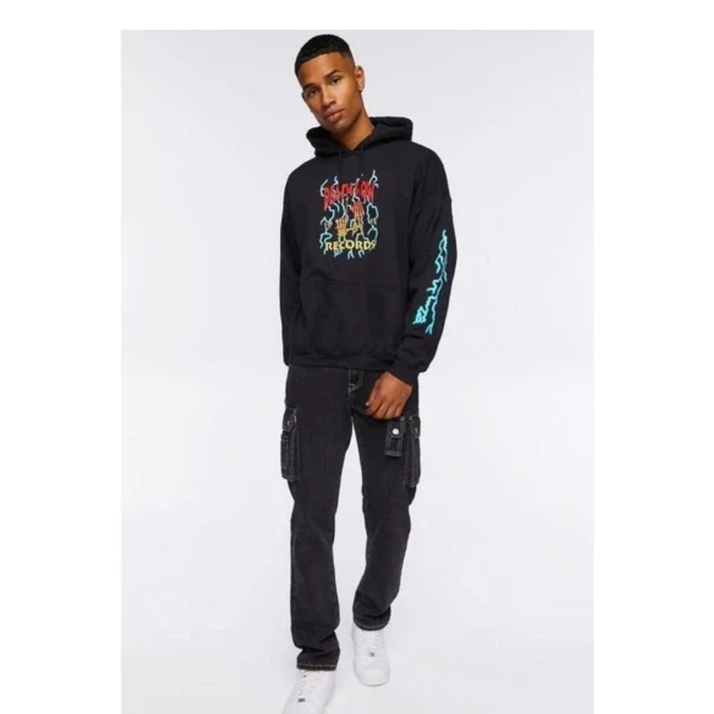 Death Row Records Men's 1991 Electric Graphic Logo Hoodie Sweatshirt Size L - Picture 4 of 11